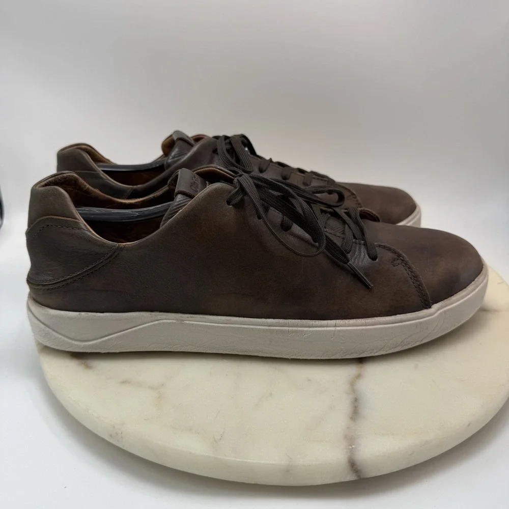 OluKai Lae'Ahi Li 'Ili Mens Size 11 Brown Casual Leather Sneakers 10455-6363